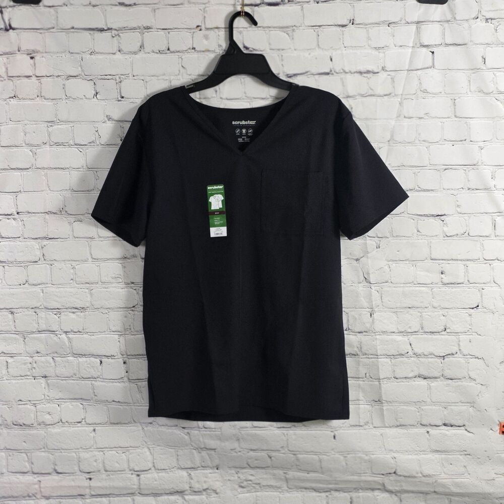 Scrubstar Core Essentials Unisex Small Black V-Neck Scrub Top- WM00T872